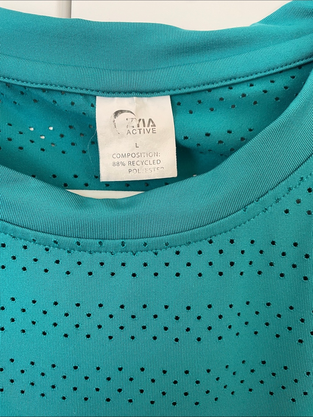Women's Long Sleeve Perforated Tee - Teal - Picture 3 of 4